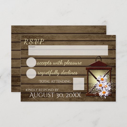 Cartons Réponse Intervention rustique en bois de grange et en lant (Devant / Derrière)