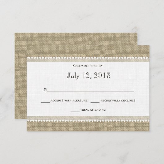 Cartons Réponse Intervention sur les coeurs et les burlaps (Devant / Derrière)