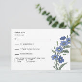 Cartons Réponse Interwinkle Blue Floral Modern Mariage Réponse, (Debout devant)
