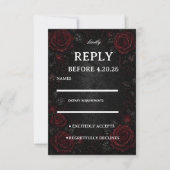 Cartons Réponse Invité Roses Rouge Foncé (Devant)