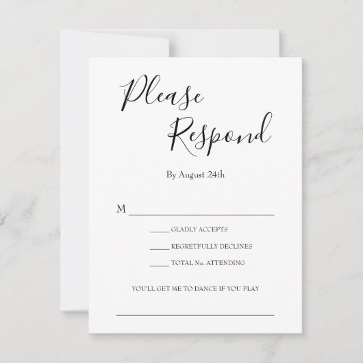 Cartons Réponse Isabella Simple Moderne Calligraphie Demande de ch (Devant)