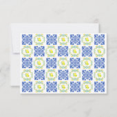 Cartons Réponse Italian Blue & Yellow Lemon Tile Wedding (Dos)
