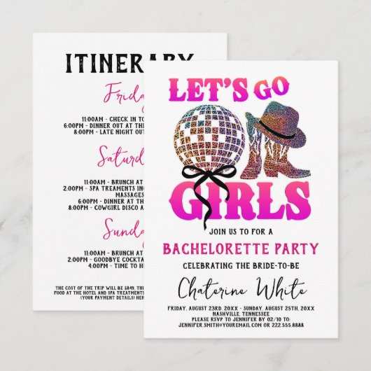 Cartons Réponse Itinéraire de week-end de rodéo pour enterrement d (Devant / Derrière)