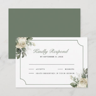 Cartons Réponse Ivoire Rose Vert Sauge Fleurs de Mariage