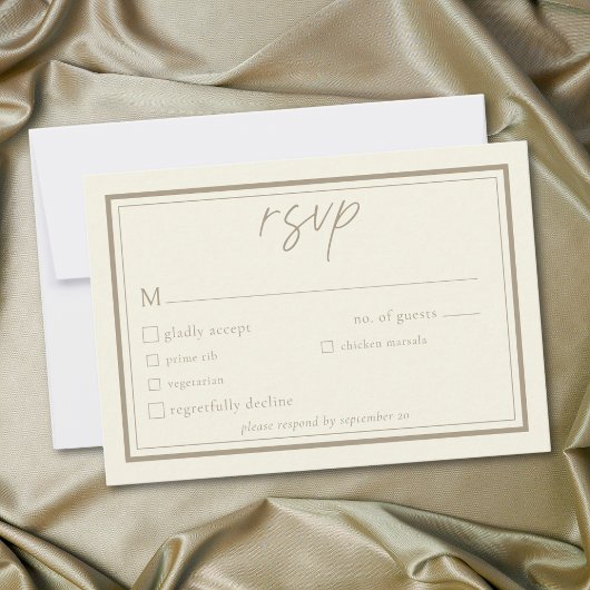 Cartons Réponse Ivory Cream Minimalist Frame Wedding