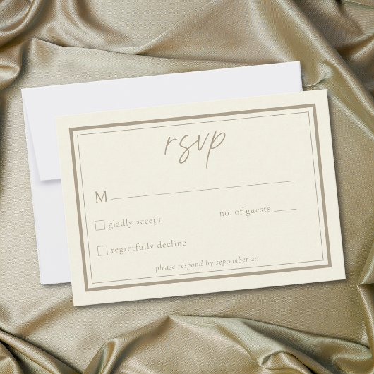 Cartons Réponse Ivory Cream Minimalist Frame Wedding