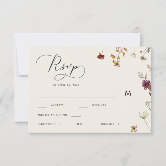 Cartons Réponse Ivory Fall Fleur sauvage Calligraphie Automne Mari (Devant)