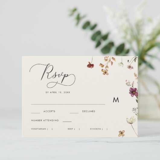 Cartons Réponse Ivory Fall Fleur sauvage Calligraphie Automne Mari (Debout devant)