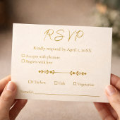 Cartons Réponse Ivory Gold 50th Wedding Anniversary Response Card