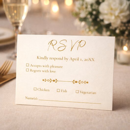 Cartons Réponse Ivory Gold 50th Wedding Anniversary Response Card