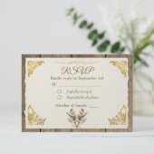 Cartons Réponse Ivory Gold Boho Floral Élégant Rustique Script (Debout devant)