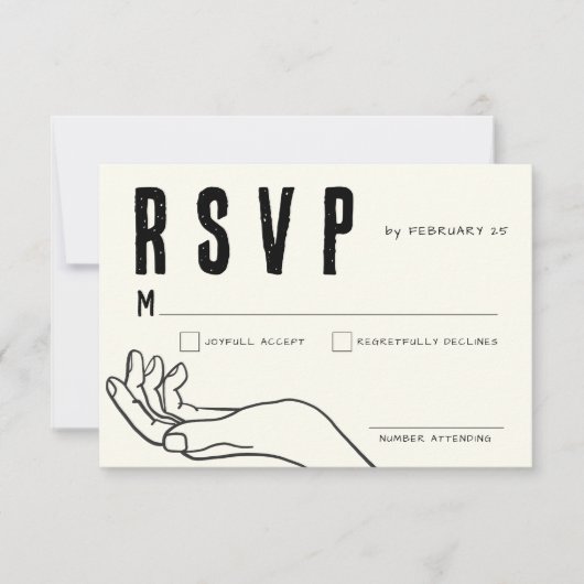 Cartons Réponse Ivory Hand Drawn Illustration Minimalist Wedding (Devant)
