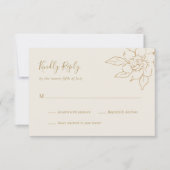 Cartons Réponse Ivory Line Art Floral Mariage élégant (Devant)