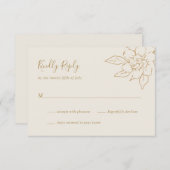 Cartons Réponse Ivory Line Art Floral Mariage élégant (Devant / Derrière)