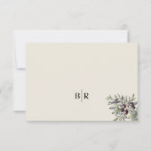 Cartons Réponse Ivory Olive Monogram Photo Wedding (Dos)
