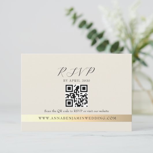 Cartons Réponse Ivory Photo QR Code Wedding (Debout devant)