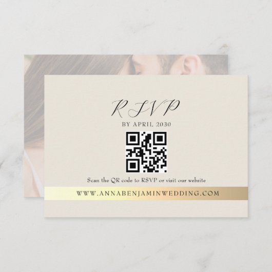 Cartons Réponse Ivory Photo QR Code Wedding (Devant / Derrière)