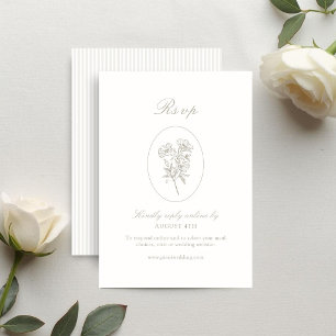 Cartons Réponse Ivory & Sand Mariage Floral Rayures