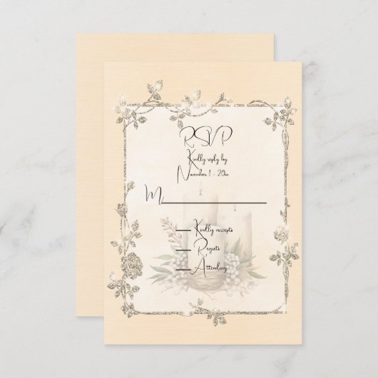 Cartons Réponse Ivory Shiny Elegant Sparkly Frame (Devant / Derrière)