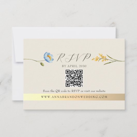 Cartons Réponse Ivory Wildflower QR Code Wedding (Devant)