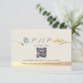 Cartons Réponse Ivory Wildflower QR Code Wedding (Debout devant)