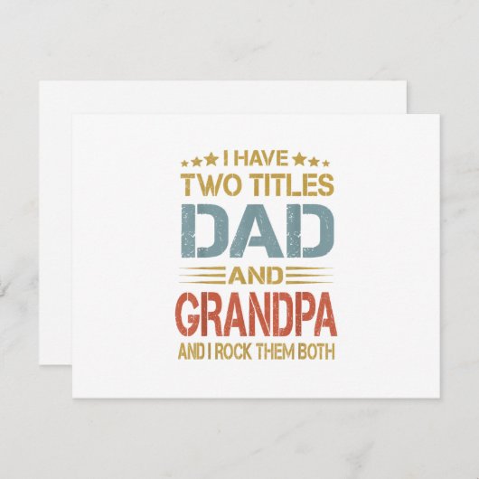 Cartons Réponse J'Ai Deux Titres Papa Et Grand-Père Fête des pères (Devant / Derrière)