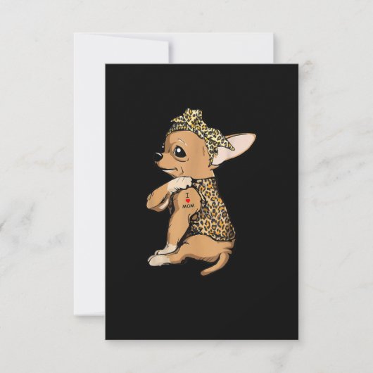 Cartons Réponse J'Aime Maman Tatouage Drôle Chihuahua Chien Avec B (Devant)