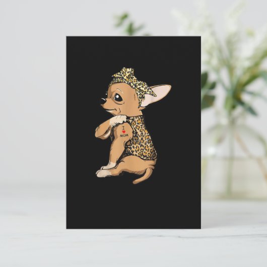 Cartons Réponse J'Aime Maman Tatouage Drôle Chihuahua Chien Avec B (Debout devant)