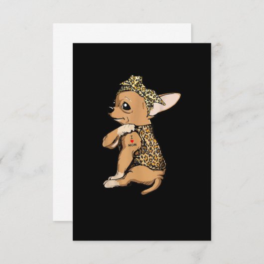 Cartons Réponse J'Aime Maman Tatouage Drôle Chihuahua Chien Avec B (Devant / Derrière)