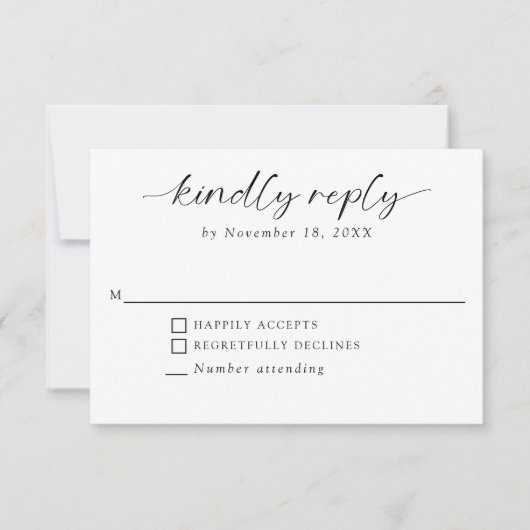 Cartons Réponse Jamais après Mariage Script minimal Répondre (Devant)