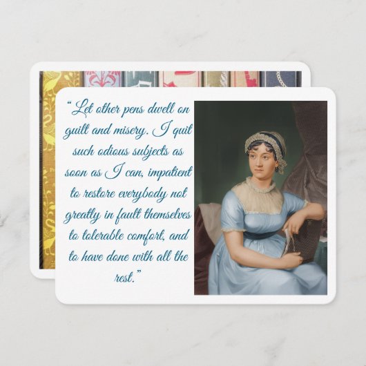 Cartons Réponse Jane Austen portrait plus quote (blue) Folded Card (Devant / Derrière)