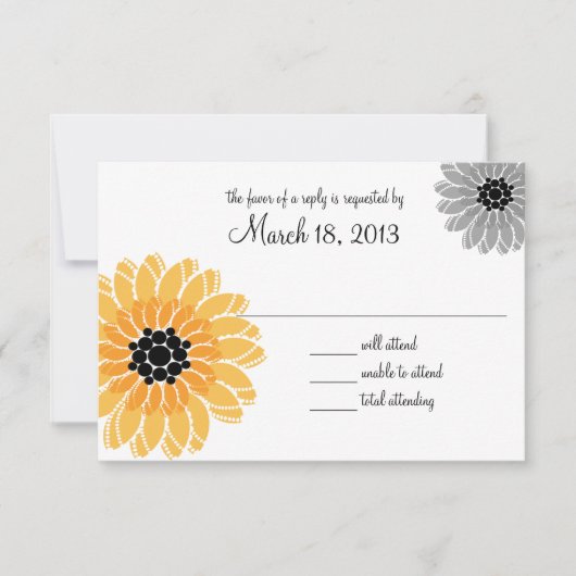 Cartons Réponse Jardin artistique Jaune et gris Mariage (Devant)