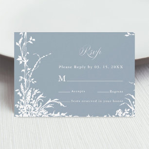 Cartons Réponse Jardin Botanique Romantique Mariage Bleu Poussiére