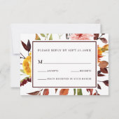 Cartons Réponse Jardin d'automne Bourgogne Mariage d'aquarelle RSV (Dos)