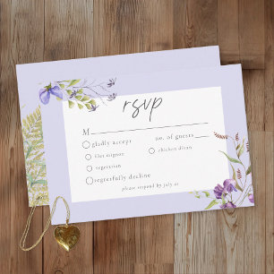 Cartons Réponse Jardin de fleurs sauvages de lavande Mariage roman