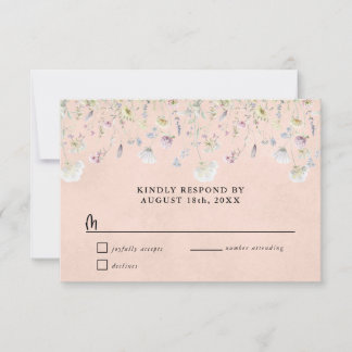 Cartons Réponse Jardin de Fleurs Sauvages Stonewash Rose Mariage