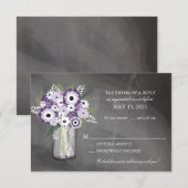 Cartons Réponse Jardin de fleurs violettes Pot Mason Tableau Noir  (Devant / Derrière)