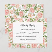 Cartons Réponse Jardin de roses roses élégant (Devant / Derrière)