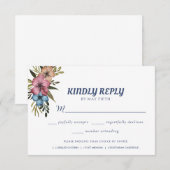 Cartons Réponse Jardin d'été Aquarelle Mariage floral (Devant / Derrière)