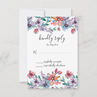 Cartons Réponse Jardin d'été Aquarelle Mariage floral