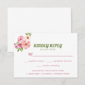 Cartons Réponse Jardin d'été Aquarelle Mariage floral (Devant / Derrière)