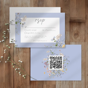 Cartons Réponse Jardin Élégant de Fleurs Sauvages Bleues Mariage Q