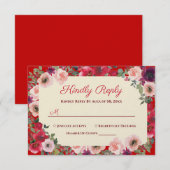 Cartons Réponse Jardin fleuri rouge mariage chinois (Devant / Derrière)
