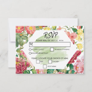Cartons Réponse Jardin floral, aquarelle et mariage géométrique RS