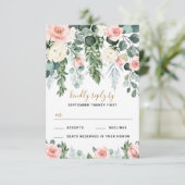 Cartons Réponse Jardin Floral rose pâle Rose Mariage d'aquarelle (Debout devant)