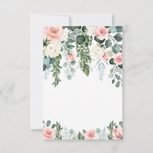 Cartons Réponse Jardin Floral rose pâle Rose Mariage d'aquarelle (Dos)