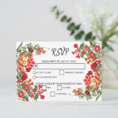 Cartons Réponse Jardin Floral Rouge Mariage de fleurs botaniques (Debout devant)