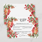 Cartons Réponse Jardin Floral Rouge Mariage de fleurs botaniques (Devant / Derrière)