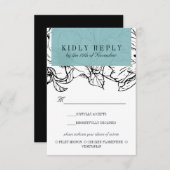 Cartons Réponse Jardin moderne | Choix de repas mariage turquoise  (Devant / Derrière)