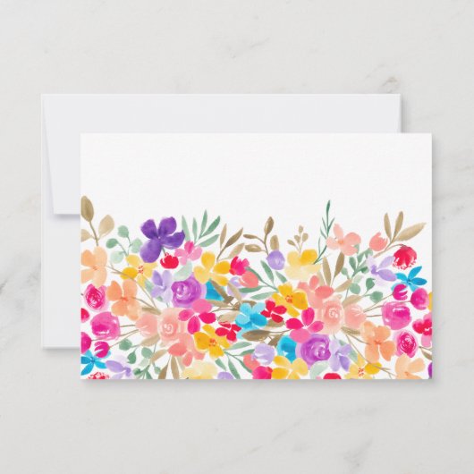 Cartons Réponse Jardin peint fleur sauvage script mariage (Dos)